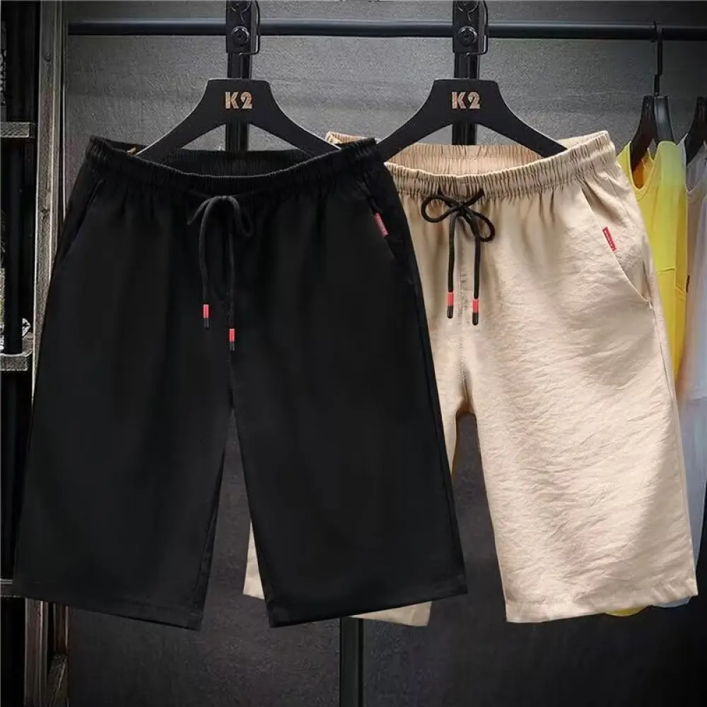Summer Mens Casual Shorts Korean Loose Straight Fit Five Point Trousers Trendy Comfortable Fashionable Male Bottoms