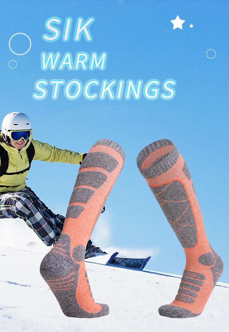 

3 pairs/lot Women's long ski socks Outdoor sports thickened hiking socks Warm Towel-soled stockings