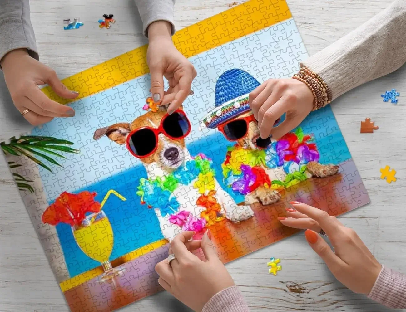 성인을위한 1000/500/300 조각 동물 직소 퍼즐 교육 게임 다채로운 아이디어 휴가 개 퍼즐 가족을위한 게임 밤