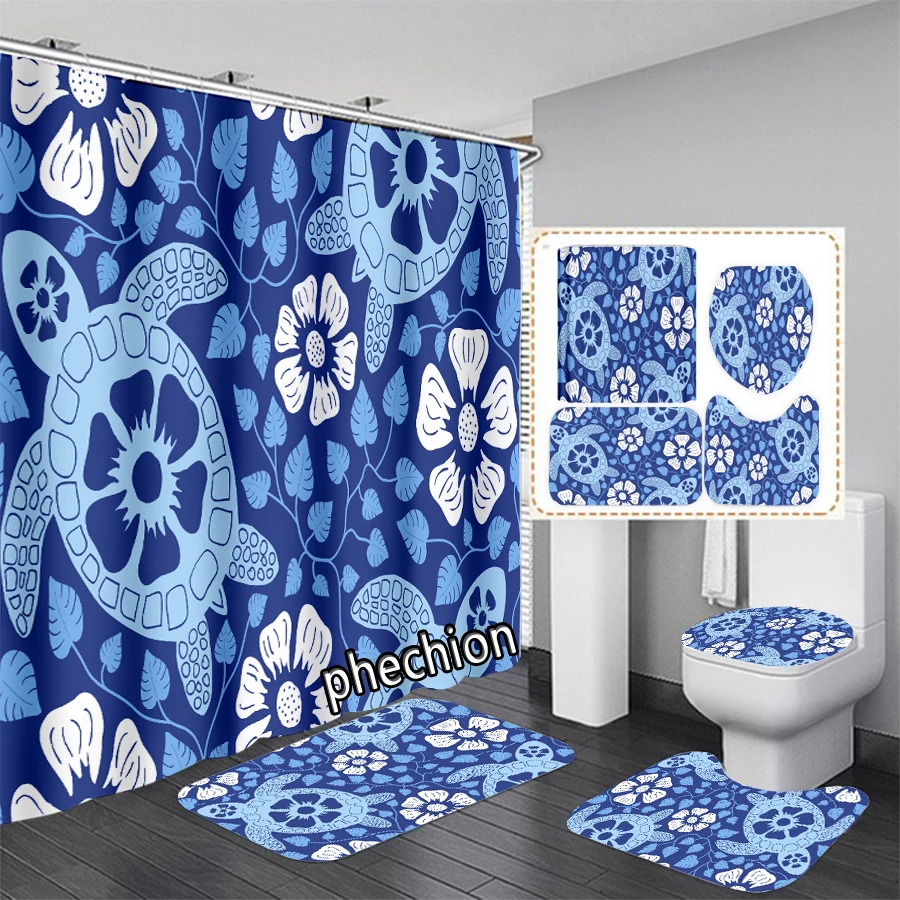 New Sea Turtle3D Print Shower Curtain Waterproof Bathroom Curtain Anti-slip Bath Mat Set Toilet Rugs X26