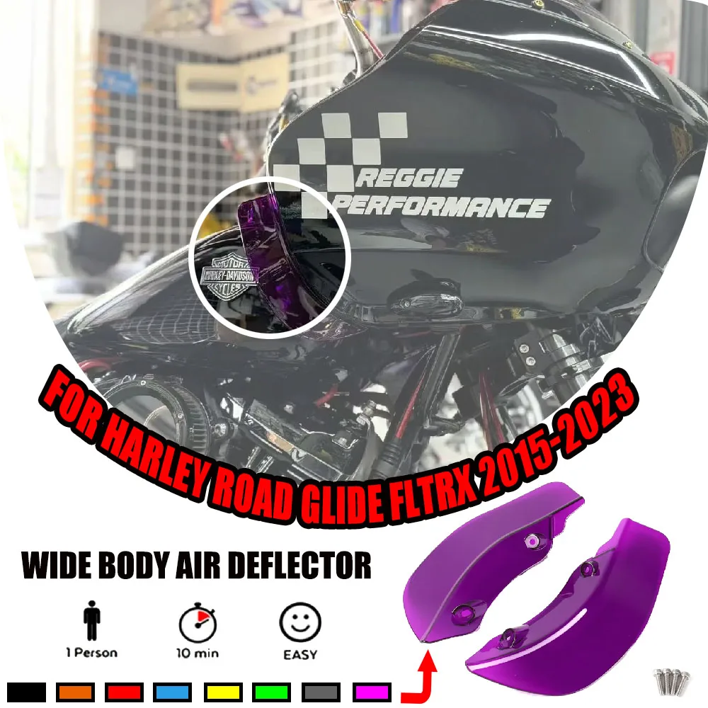 

Широкие воздушные дефлекторы для Harley Road Glide FLTRX 2015-2023, защита крыльев обтекателя ПК, защита от ветра на заказ
