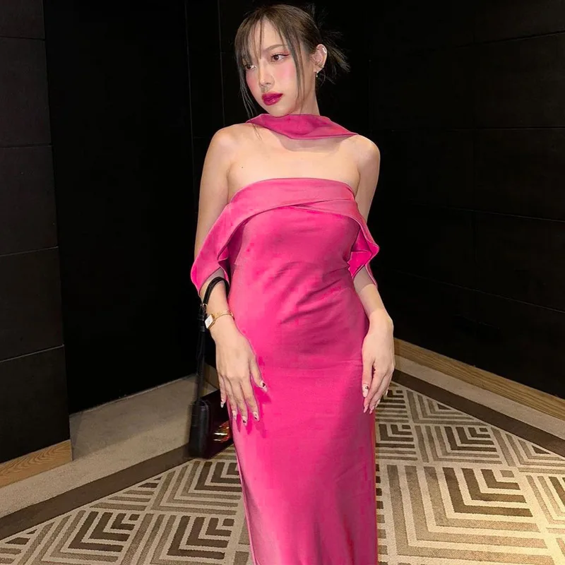 Sexy Backless Zipper Tube Top Dress Summer Spring Bodycon Dresses Jumpsuit Playsuit Matching Set