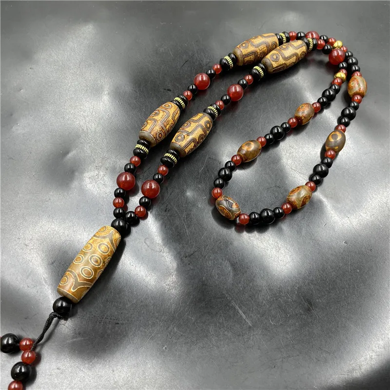 Tibetan an retro Tiger tooth Tibetan beads sweater chain 21-Agate eye necklace