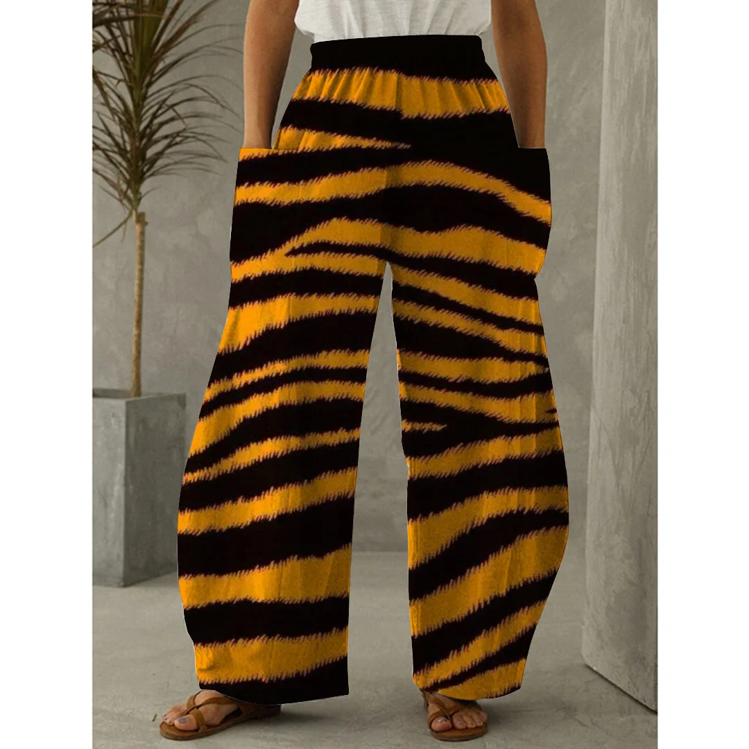 Animals Fur Full Length Wide Leg Pants Printed Thin Hipster Fashion Pants Summer Streetwear Sweatpants Women Trousers Clothing