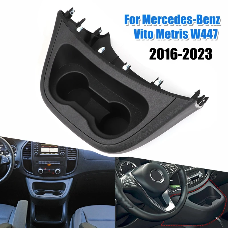 For Mercedes-Benz Vito Metris W447 2016-2023 2022 2021 2019 ABS Car Central Console Instrument Drinks Cup Holder Panel Frame Kit