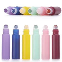 1X 6X 12X 10ML Macaron Glass Essential Oils Roll On Bottle Natural Crystal Gem Roller Ball for Perfume Aromatherapy Refillable