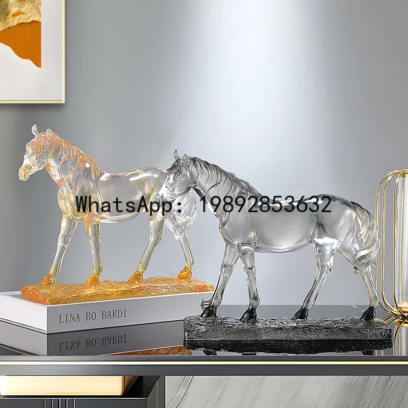 Resin Handicrafts Simulation Animal Sculpture Horse Ornament Transparent Colored Horse Decorative Figurines Home Decoration