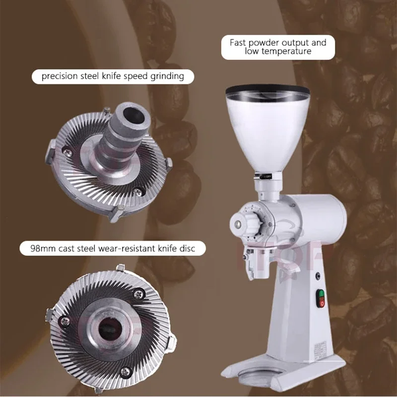 Quantitative Coffee Milling Grinder 98mm SUS420 Cast Steel Burr Metal Body Coffee Grinder for Espresso/Hand Brewed Powder