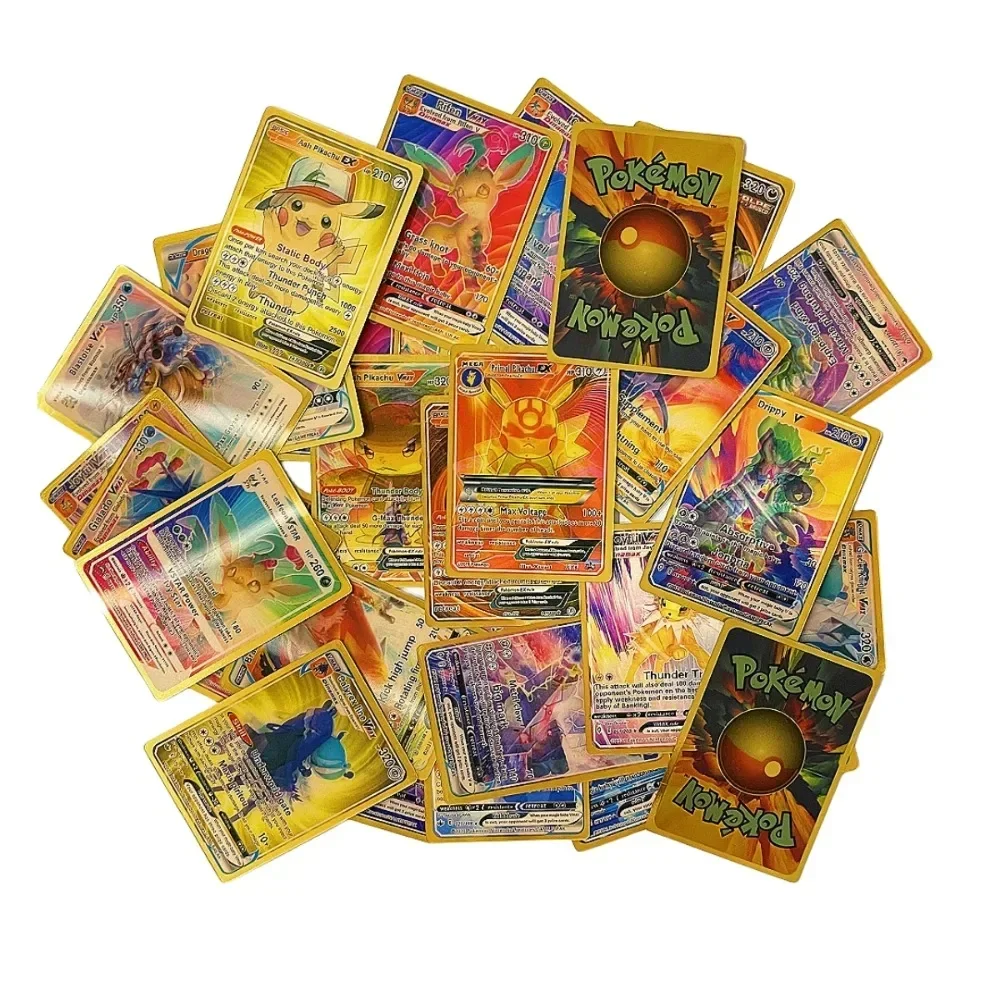 2024 60Pcs Pokemon 3D Shining Rainbow Cards English Vmax Gx Charizard Pikachu Trading Game Collection Battle Card Children Toys