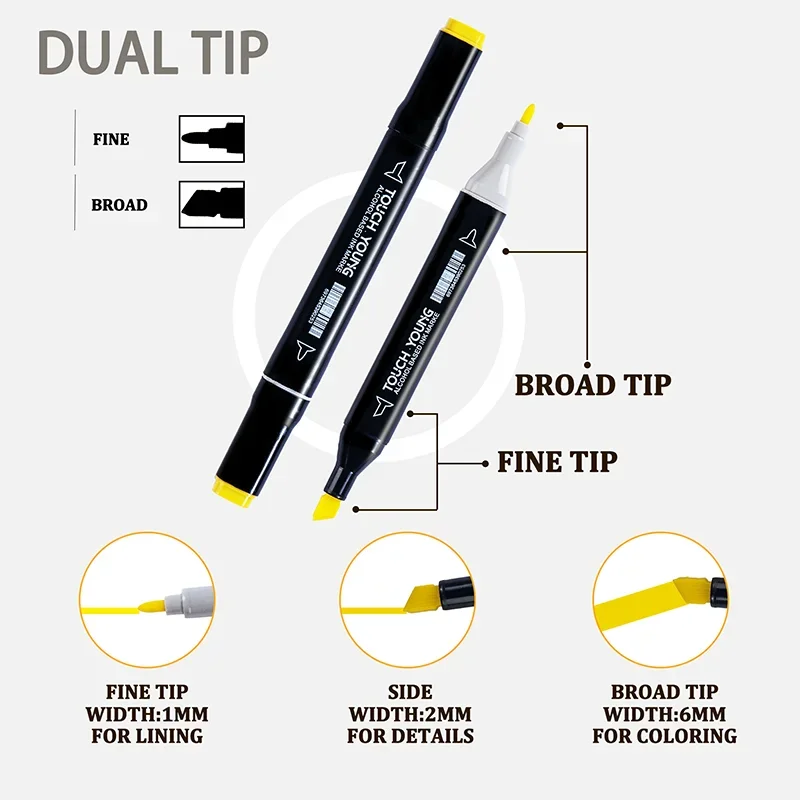 Stylo marqueur d'art à double tête pour artiste, graffiti, croquis manga, pinceau doux à base de cc, marqueurs scolaires, fournitures d'art, 24-80 couleurs