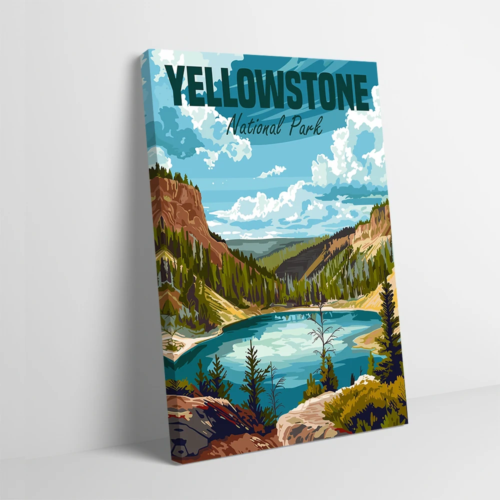 Póster del Parque Nacional de Yellowstone, pintura en lienzo impresa personalizable para imágenes, decoración artística de pared, pinturas decorativas para el hogar