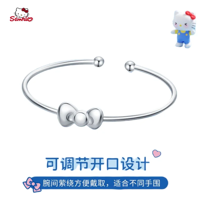 

Sanrio genuine authorized HelloKitty bow kawaii sterling silver bracelet ins niche design fashion sweet jewelry birthday gift