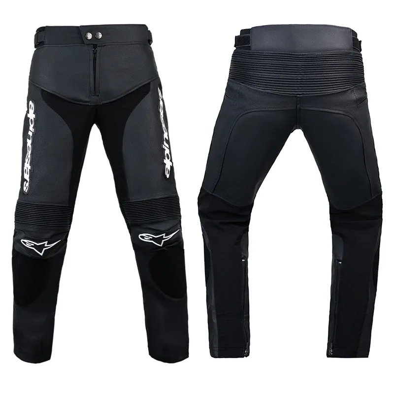 New-style motorcycle rider cross-country cycling men and women motorcycle leather pants quick drop pants anti-fall pants