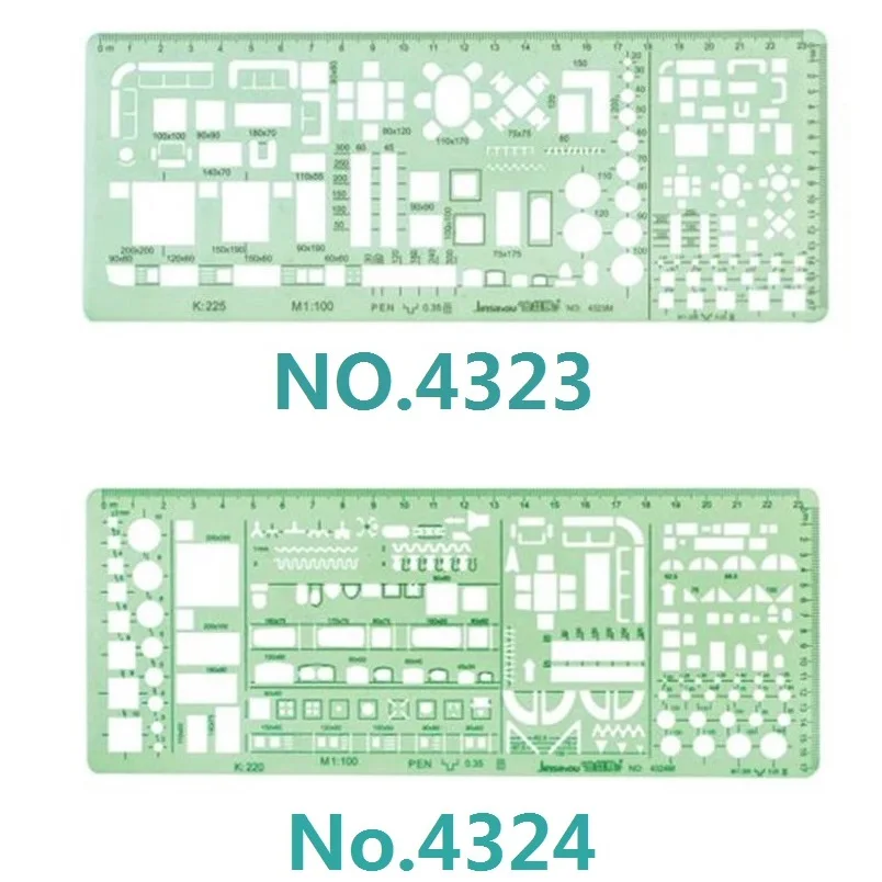 double scale template architect combinacao stencil multi design simbolos desenho de redacao tecnica no4323 4324 1100 e 1200 01