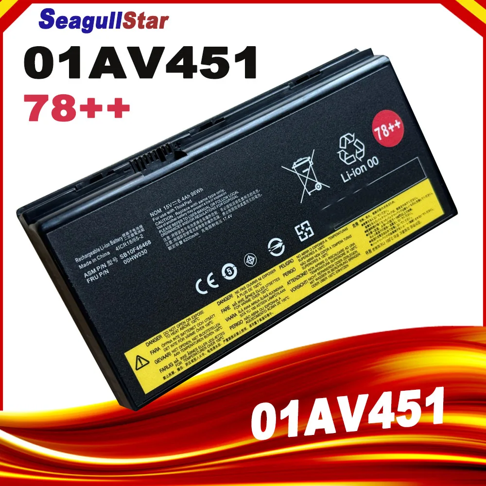

00HW030 01AV451 78++ Аккумулятор для ноутбука Lenovo ThinkPad P70 P71 P72 20ER003QGE 20HK0003GE 15 В 6200 мАч 96 Втч