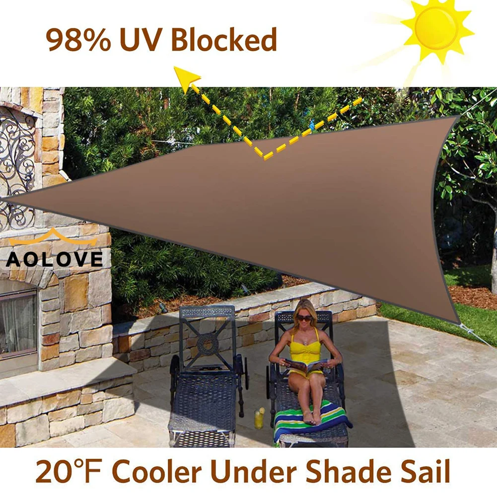 Waterproof Sun Shade Sail Canopy Brown 420D Oxford 98%UV Block Sun Shelter Outdoor Facility Activities Backyard Awning Camp Tent