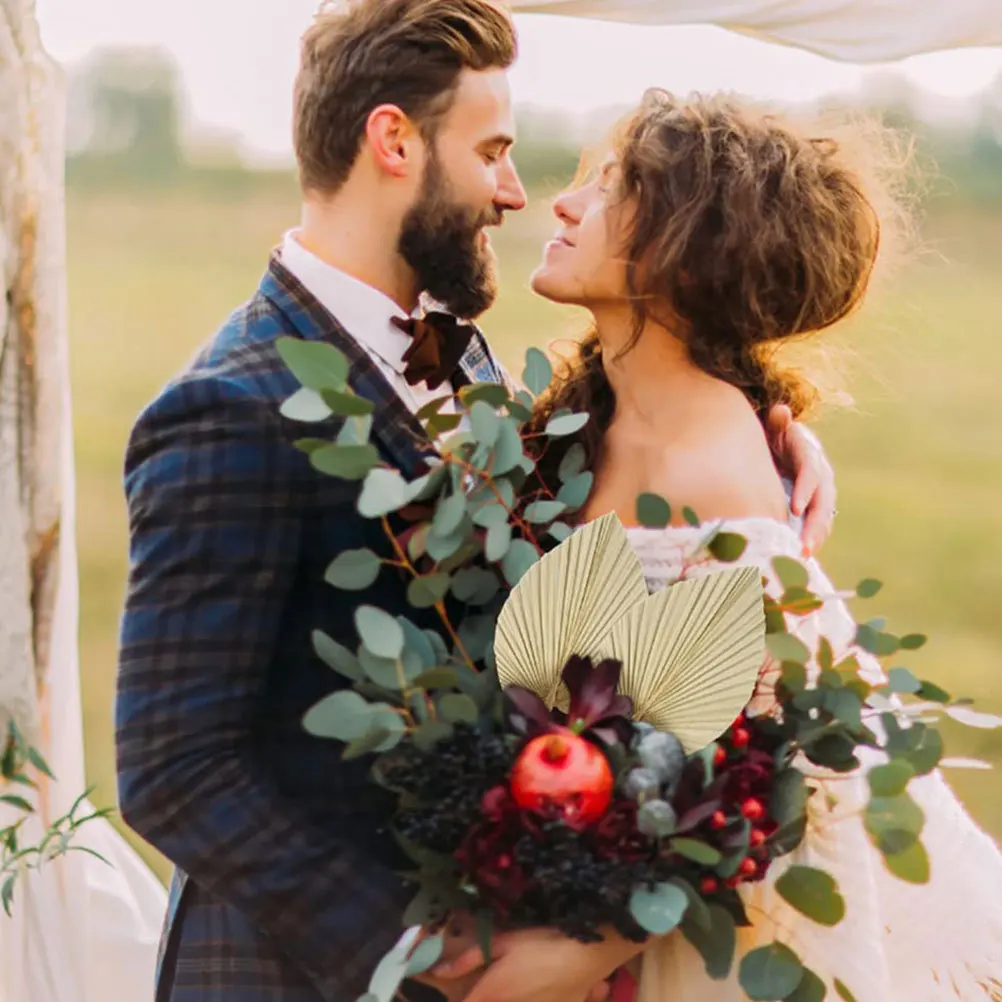 

4Pcs Dried Palm Leaf Decor Chic Wedding Party Vivid Palm Leaves Fan Wedding DIY Flower Arrangement Tropical Leaves