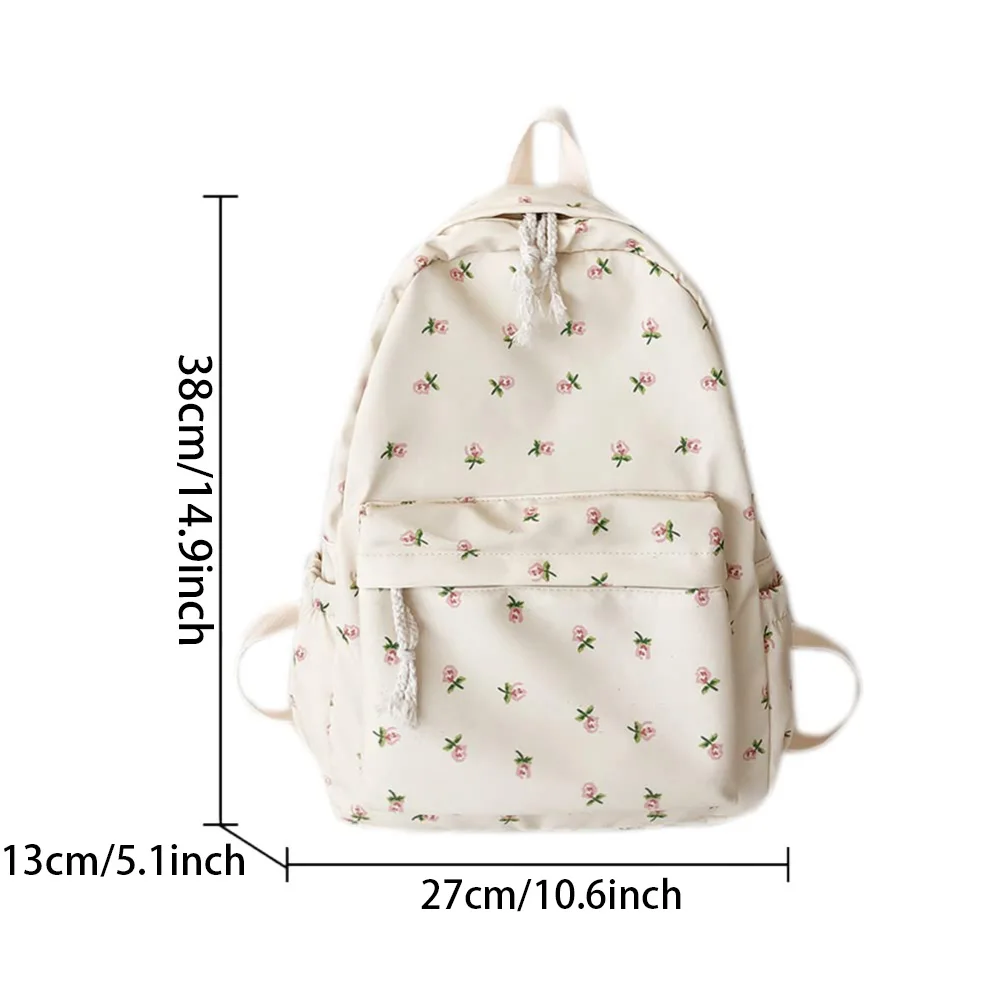 Korean Student School Backpack Floral White School Bags For Teenage Girls Cute Women\'s backpack  Book Bag Nylon Rucksack