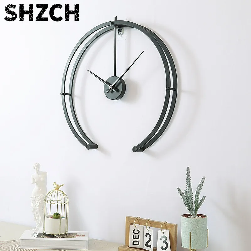 Nordic Iron Semicircle 50cm Wall Clock Creative Silent Home Decor Light Luxury Living Room