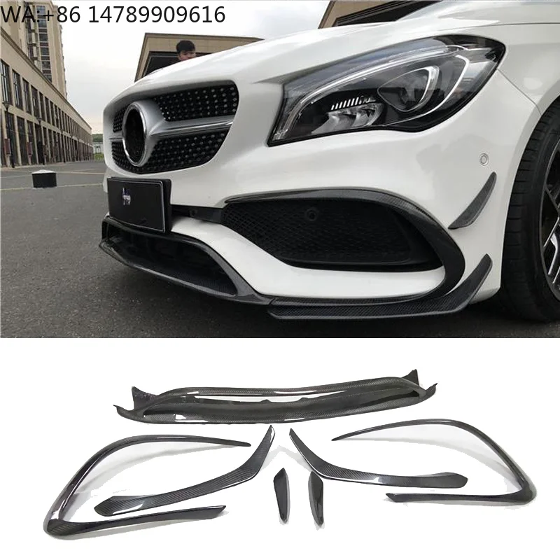 

For W117 Fin Canard CLA Class Carbon Fiber CLA45 Front Bumper Canard Fin 2016-2019