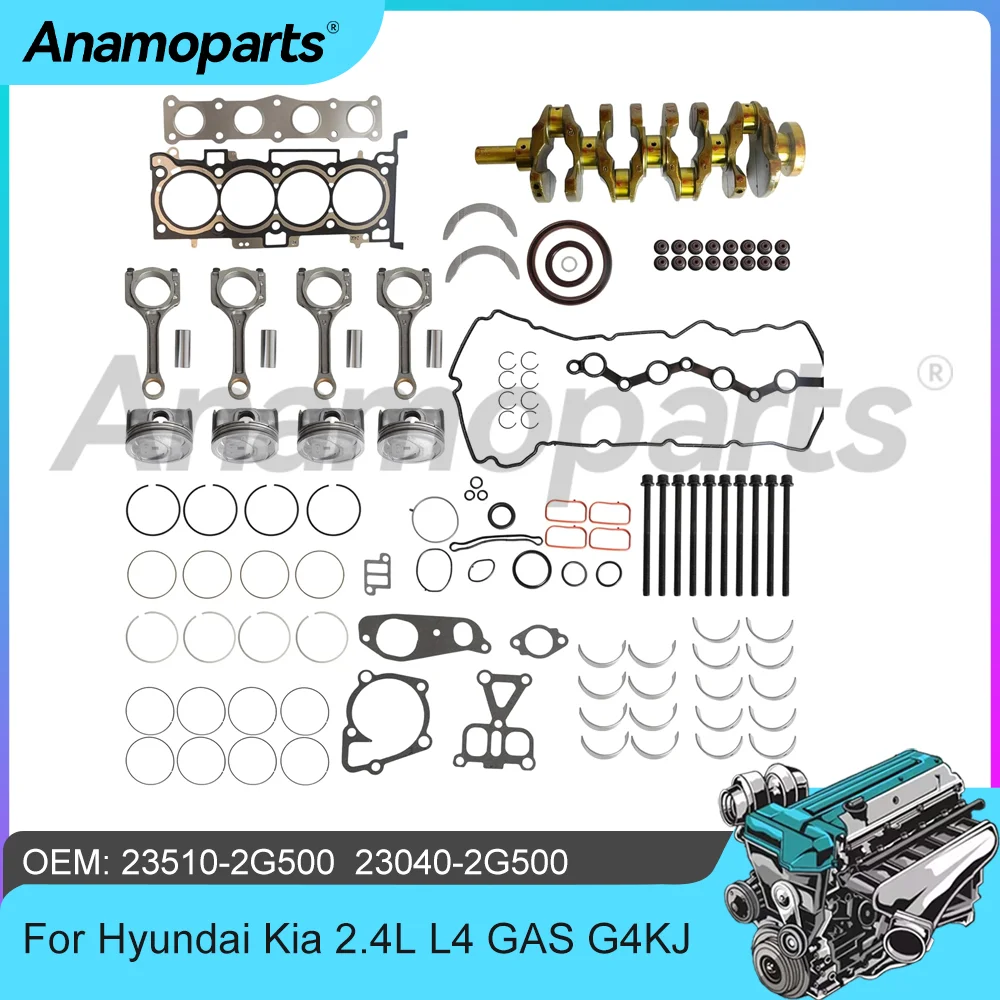 

Engine Crankshaft Piston Conncting Rod Bearing Gasket Kit Fit G4KJ 2.4 L L4 GAS For Hyundai Sonata Kia Sportage Optima 2.4 11-20