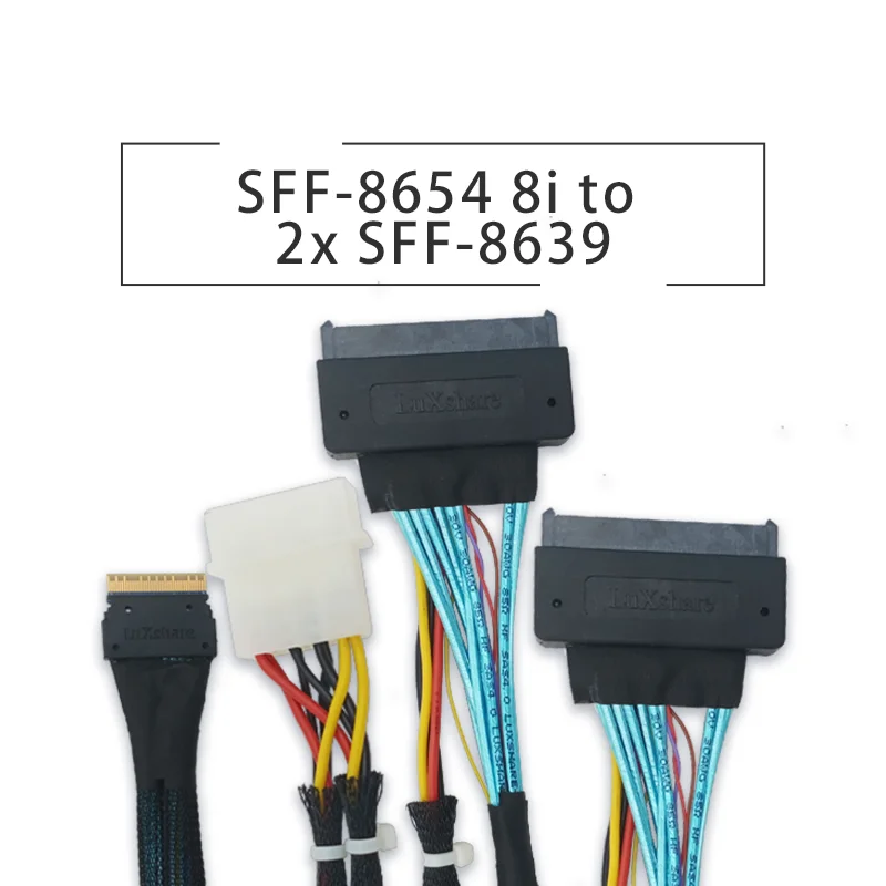 PCIe 4,0 SlimSAS 8i (Φ) to Two U.2 SFF-8654 Cable L = 100cm 05-60005-00