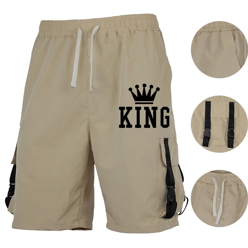 

Мужские шорты-карго с принтом острова, летняя праздничная одежда, пляжные шорты с несколькими карманами, удобный материал, модные уличные брюки, подходят