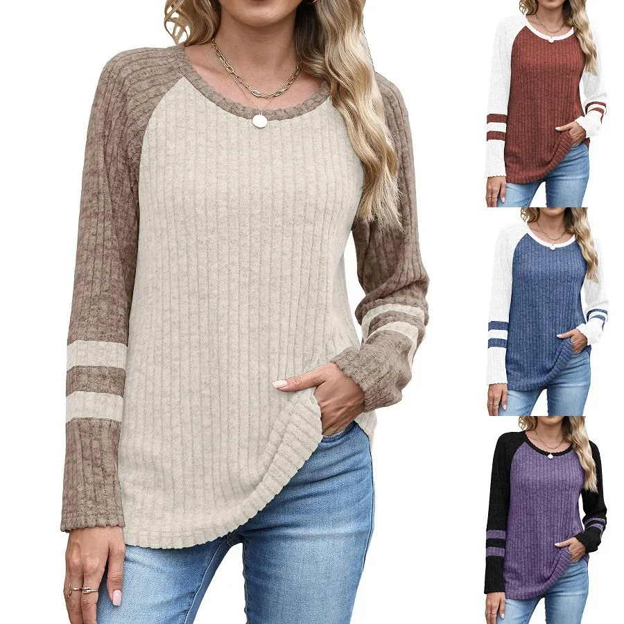 Women's Clothing Sweater Crew Neck Long Sleeve Pullover Loose Fit Solid Color Knit Top Oversized Purple Sweater Top Navy Blue