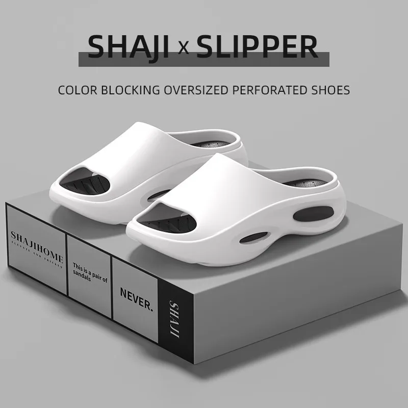 SHAJI Men Extra Large Open Toe Slides, Summer Thick Sole Non Slip Fashion Beach Sandals for Shower Bathroom Outdoor Wear