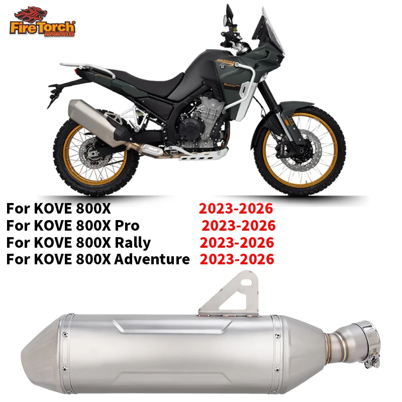 Sistema de escape Slip-On para motocicleta Kove 800X 800 X Adventure Rally Pro, com tubo de ligação intermediário e silenciador com DB Killer.
