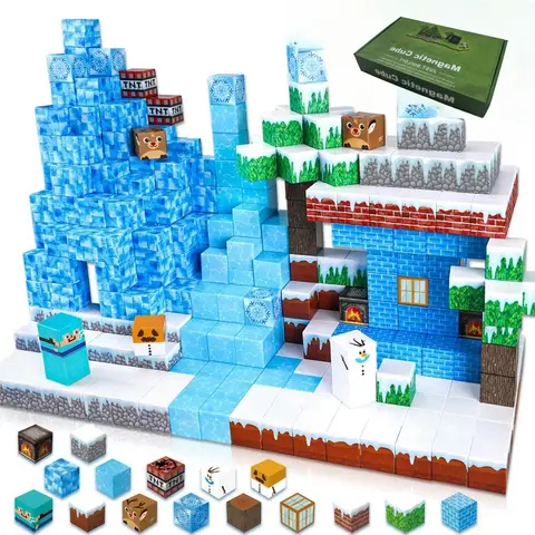 마그네틱 블록 - 내구 자석 세계 버전 구축 어린이를 위한 마그네틱 큐브 건설 장난감 STEM 몬테소리 감각 퍼즐 장난감