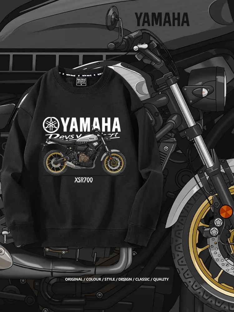 YamahaXSR700Retro Street Bike Motorcycle Modified Custom Autumn and Winter round Neck Hoodie Men's Clothing Loose Cotton Casual