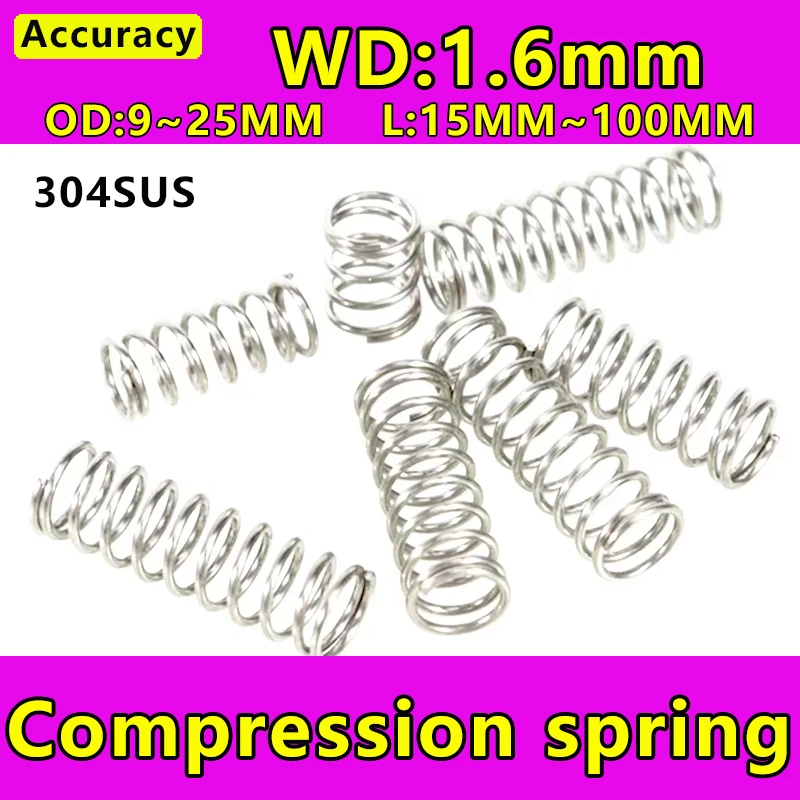 Wire Diameter 1.6 mm Compressed Spring Stainless Steel 304 Stainless Steel Compression Spring Y-type Rotor Return Spring 5Pcs