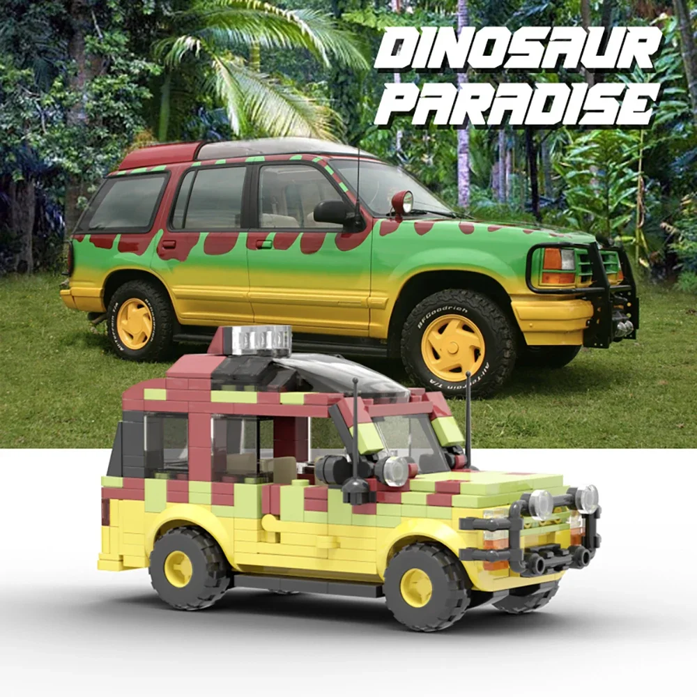 Jurassic Public Explorer Vehicle Soldier Building Blocks MOC25912 German Willis Jeeped Car Toys For Children Kids Birthday Gifts