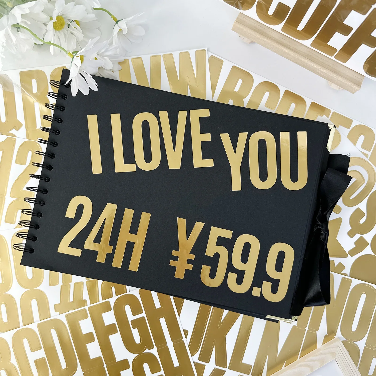 2.5 Inch Gold Black Letter Stickers 6 Sheets Large Number Alphabet Stickers for Bulletin Board Mailbox DIY Crafts Art Making