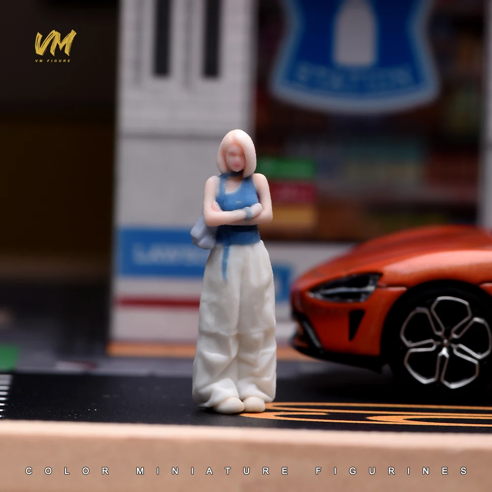 3D Miniatur-Figuren 1/64 Rennfahrerin Professionelle Fotografin Lässiger Mann Mädchen Szenerie-Requisiten Modellansicht Ornamente Fahrzeug-Dekoration – Detail 15