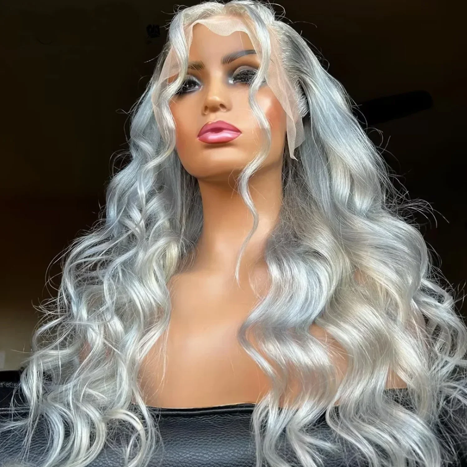 رمادي 13x4 الدانتيل الجبهة خصلات الشعر المستعار الإنسان UHD شفاف البرازيلي الشظية رمادي ملون الجسم موجة الدانتيل شعر مستعار أمامي قبل قطعها #1