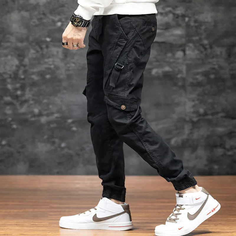 CAAYU Mens Cargo Pants Men Fashion 2022 New Side Pockets Hip Hop Joggers Male Japanese Streetwear Trousers Casual Gray Pants Men