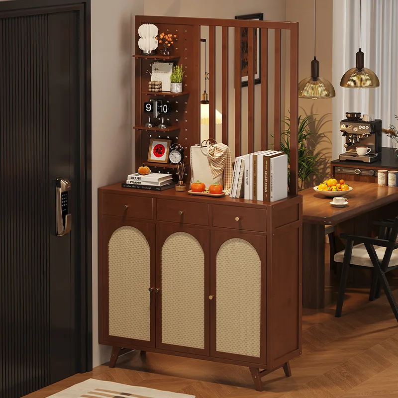 Home entrance cabinet, advanced sense, multi-function, large-capacity storage shoe cabinet, imitation rattan weaving
