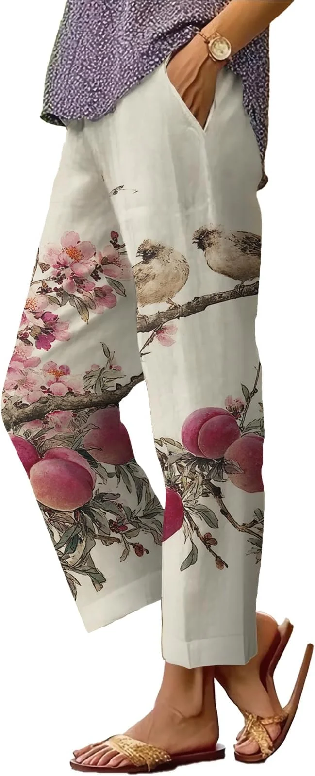 

Women's Summer High Waist Pants 2025 Casual Ankle Pants Work Office Pants with Pocket Slacks