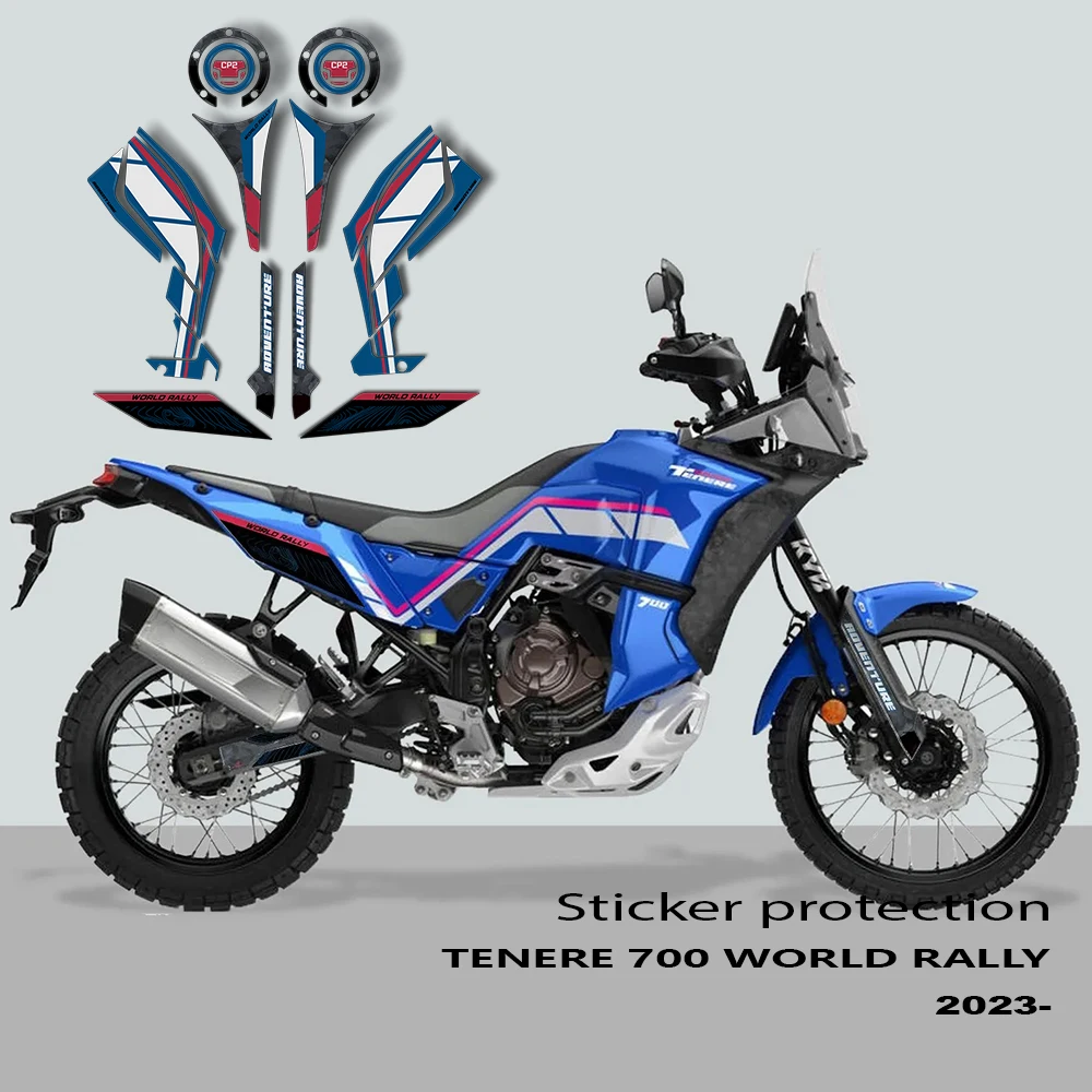 

T700 2024 Motorcycle Accessories Tank Pad Protective Sticker 3D Epoxy Decal Protection Kit for Tenere 700 World Rally 2023-