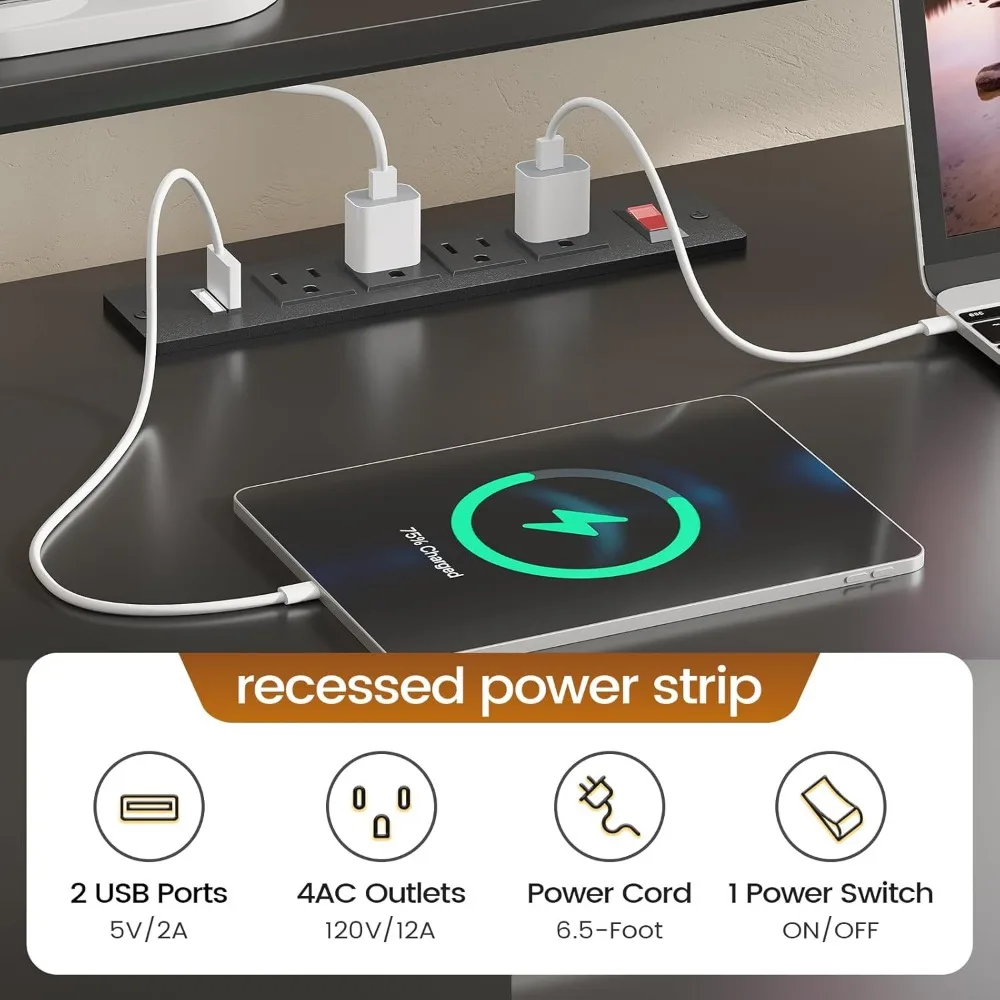 L Shaped Gaming Desk, Home Office Desk with Wood File Drawer & Power Outlet, Corner Gaming Computer Desk ,Customized