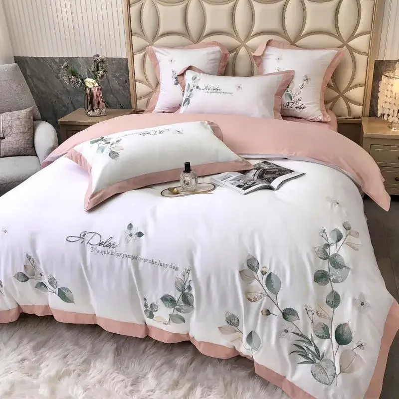 High Luxury Printed flower Pure Cotton Bedding set Duvet Comforter Cover Bedsheet Set pillowcas bed linen newyear for adult