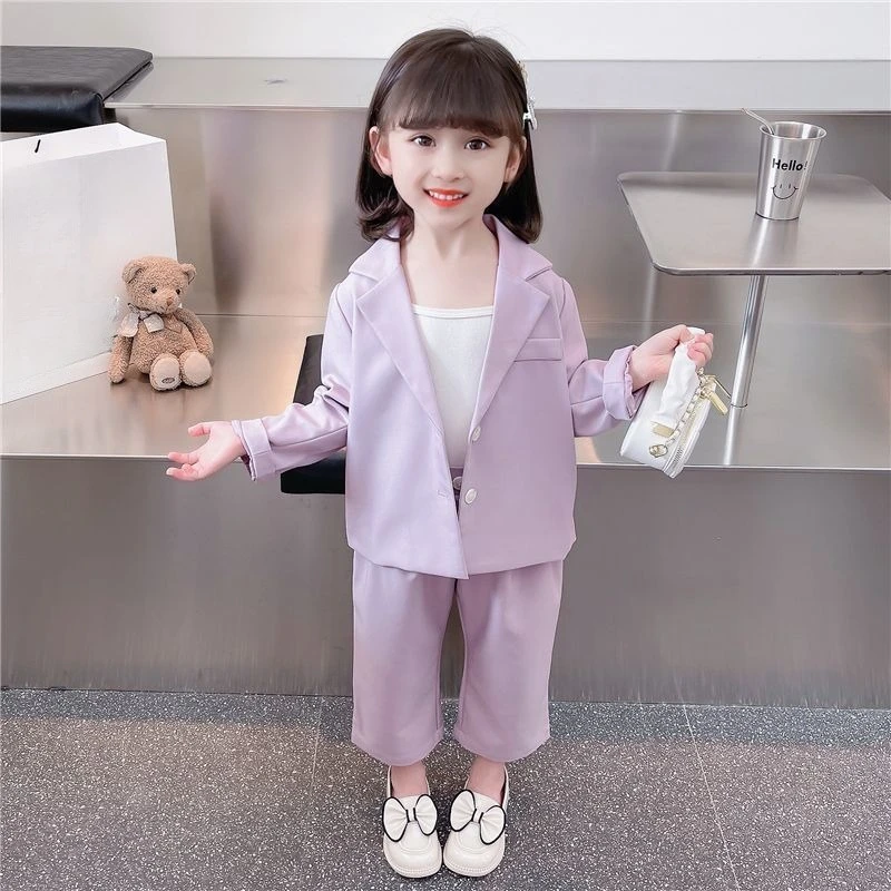 

Girls Loose Fit Suit Set Spring Autumn 2026 New Korean Style Two Piece Outfit for Baby Kids Fashion Trendy Casual Wear