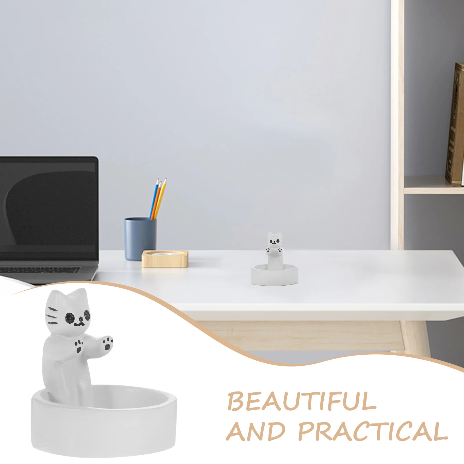 

Cute Cat Shaped Holder Tealight Desktop Decor Exquisite Design Stable Lightweight Home Wedding Party Table Shelf