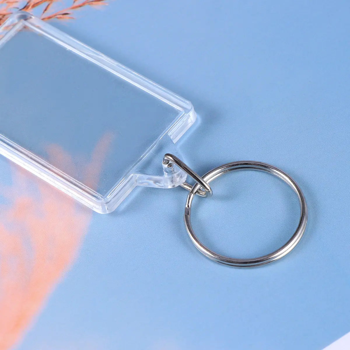 50Pcs Acrylic Blank Insert Keyring Rectangle Photo Frame DIY Custom Photo Keychain Personalized Gift Split Ring