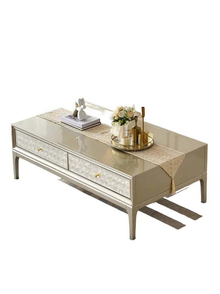 American light luxury all-solid wood seven-chest cabinet, living room storage cabinet, shell TV cabinet, simple and modern