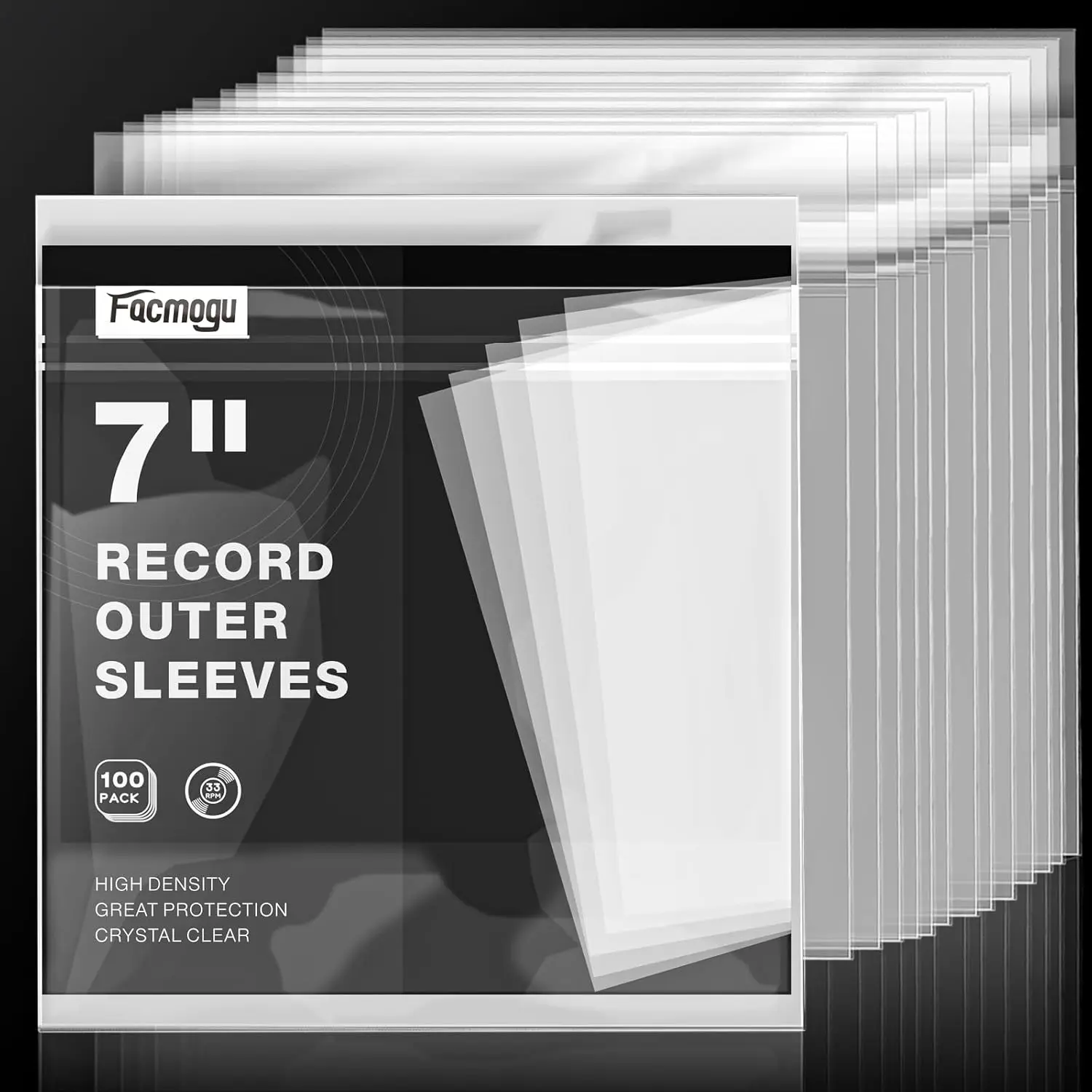 

100PCS 7 Inch Record Sleeves for Vinyl, Outer Protective Covers for 45 RPM Albums, 7.4" x 7.4" LP Jackets