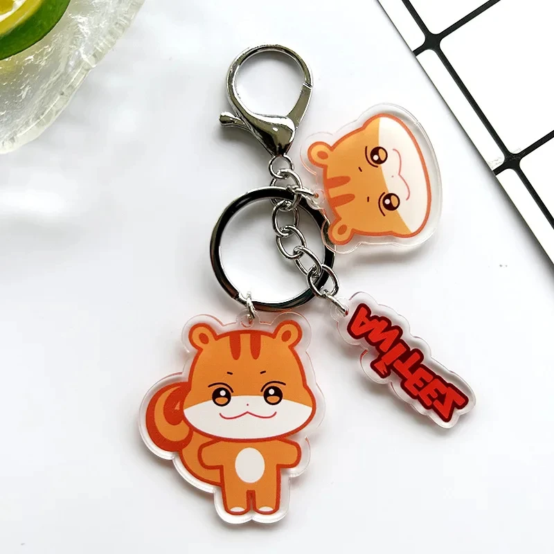 Kpop A-TEEZ porte-clés dessin animé mignon figurines d'animaux acrylique pendentif moto porte-clés beurre mode sac accessoires cadeaux