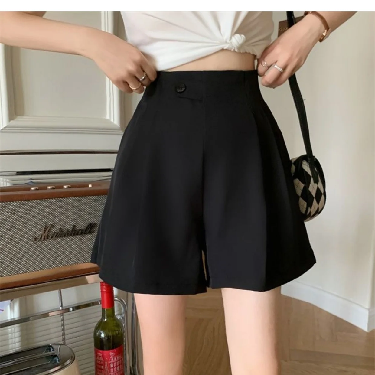 Summer High Waist Comfortable Wide Leg Pants Women's Style New Fashion Suit Shorts A-Line Casual Hot Pants Polyester Fiber